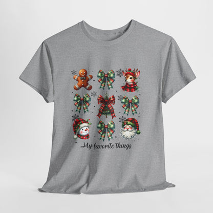 My Favorite Christmas Things Shirt - Plaid Bows Reindeer Gingerbread Tee