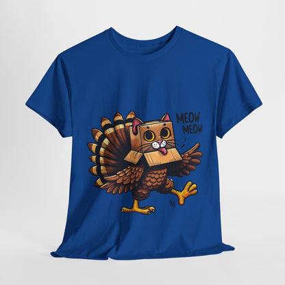 Funny Turkey Cat T-Shirt - Thanksgiving Meow Meow Cat Lover Tee