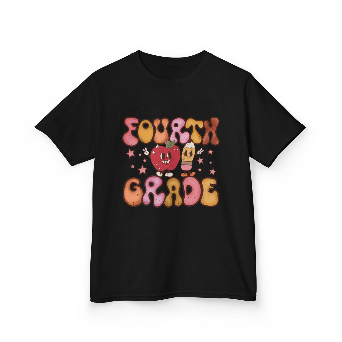 Fourth Grade Bubble Letters T-Shirt | Retro Kawaii Back to School Kids Tee