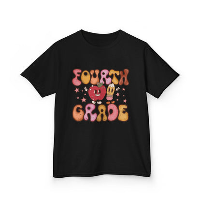 Fourth Grade Bubble Letters T-Shirt | Retro Kawaii Back to School Kids Tee