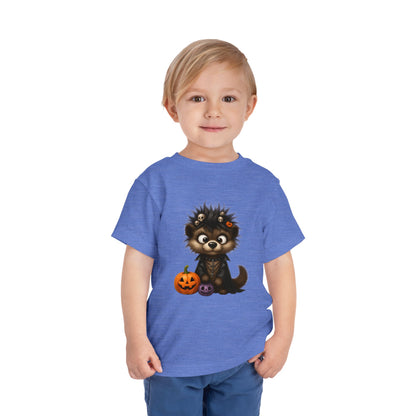 Goth Pup Kids Halloween T-Shirt - Puppy & Jack O' Lantern Toddler Tee