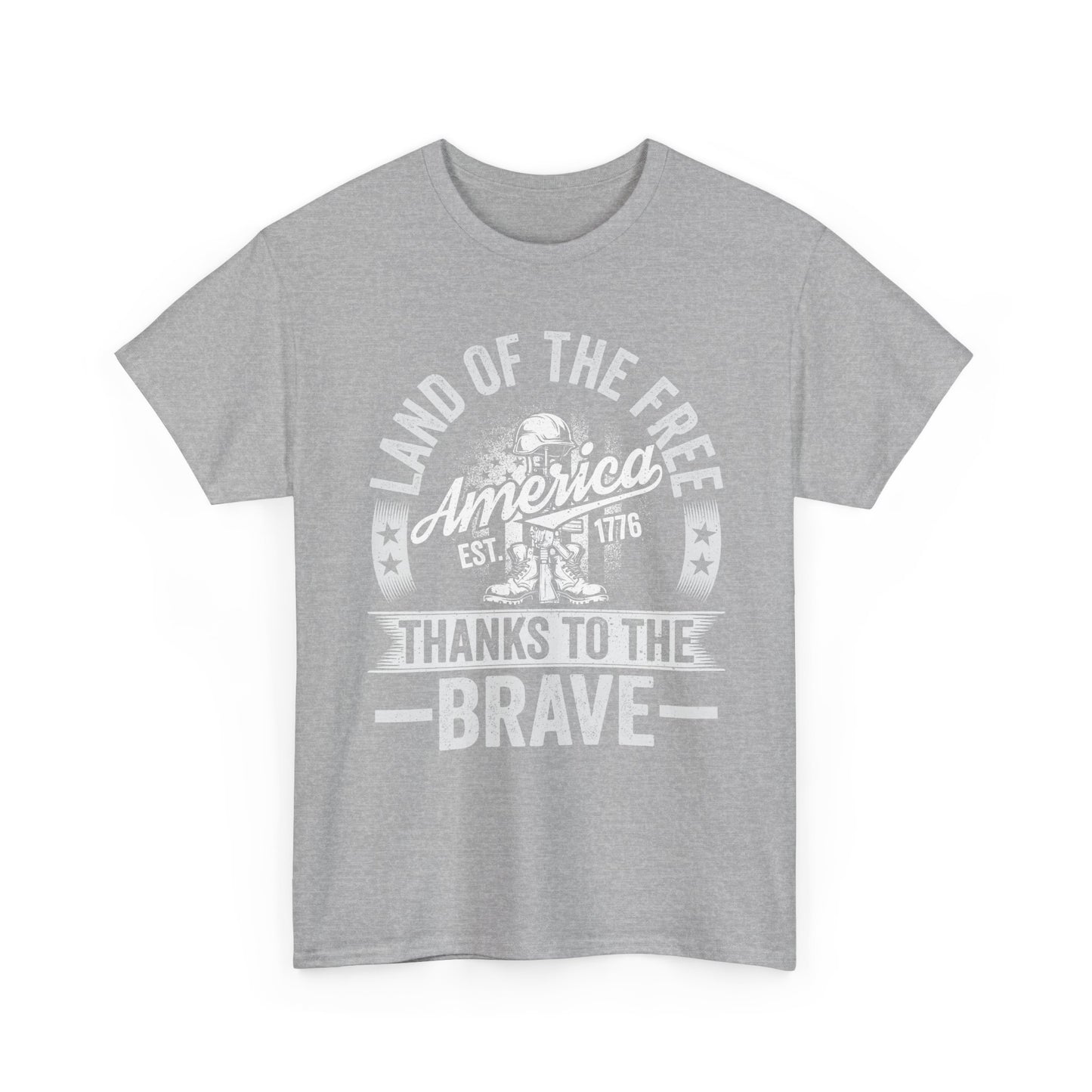 Land of the Free T-Shirt - Battlefield Cross & Flag Memorial Tee