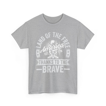 Land of the Free T-Shirt - Battlefield Cross & Flag Memorial Tee