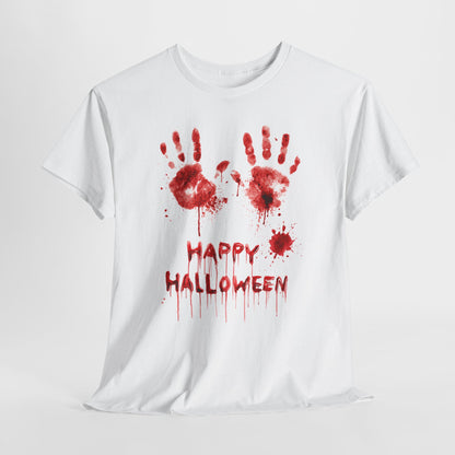 Happy Halloween Blood Handprints T-Shirt - Dripping Horror Tee