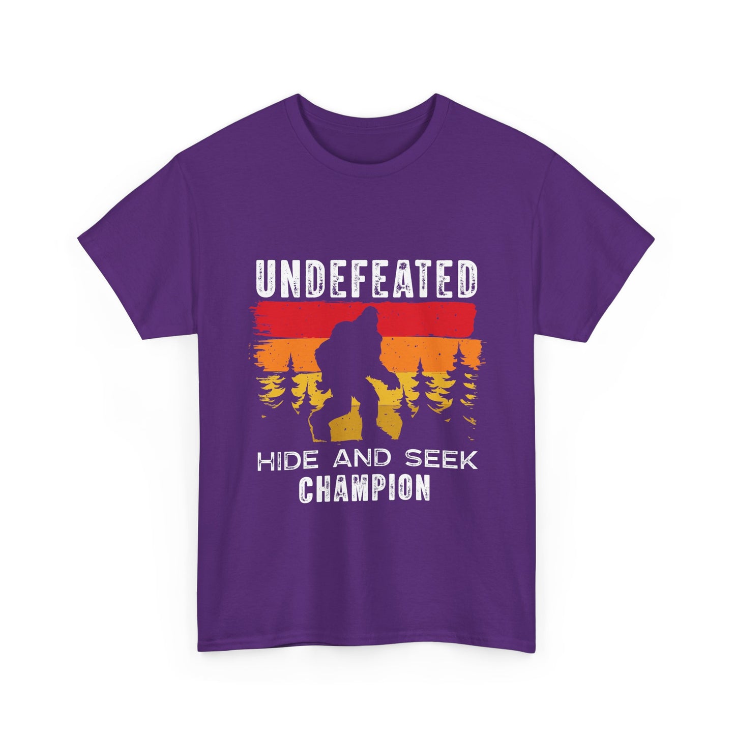 Undefeated Hide and Seek Champion Bigfoot T-Shirt - Retro Sunset Tee