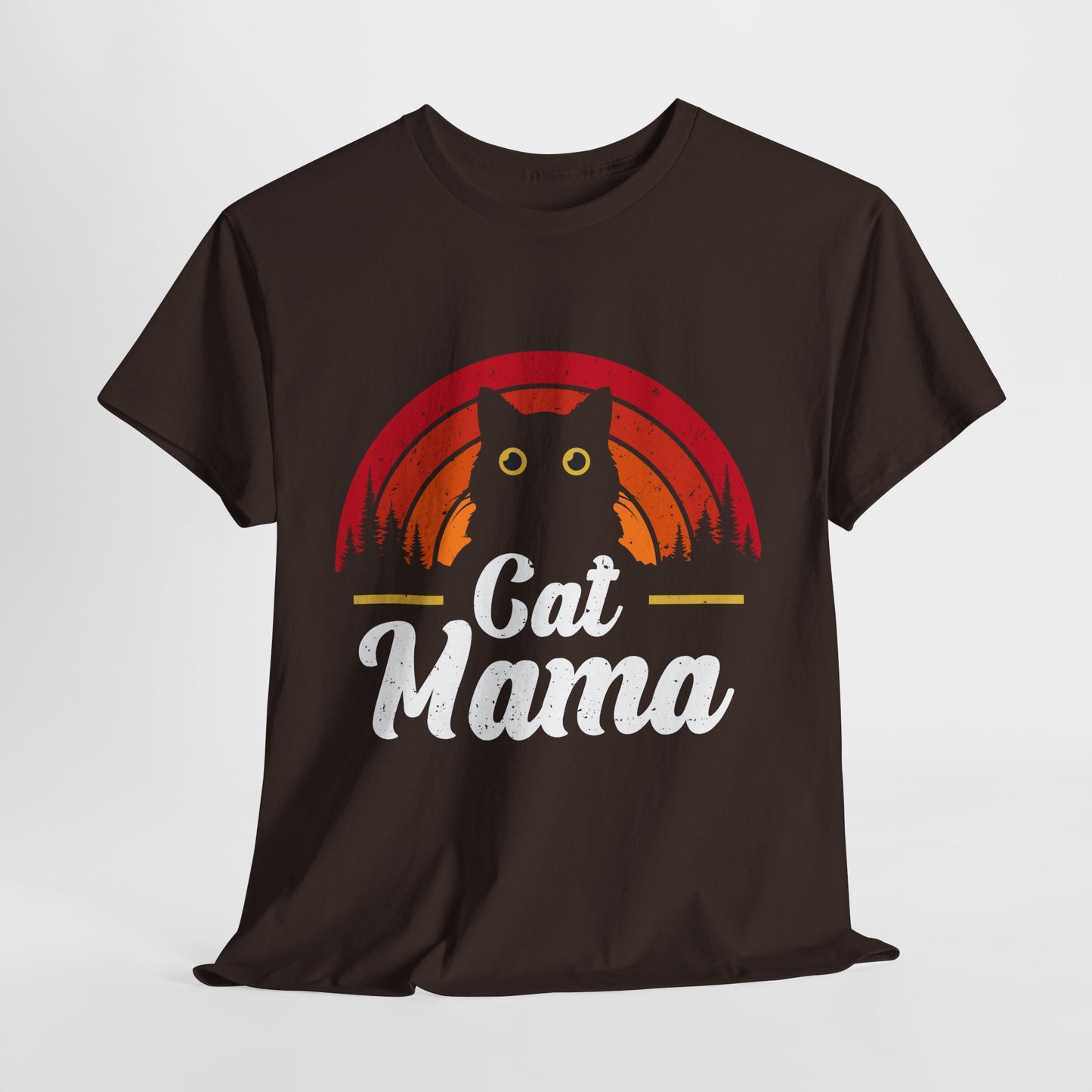 Cat Mama T-Shirt - Retro Sunset Cat Mom Tee