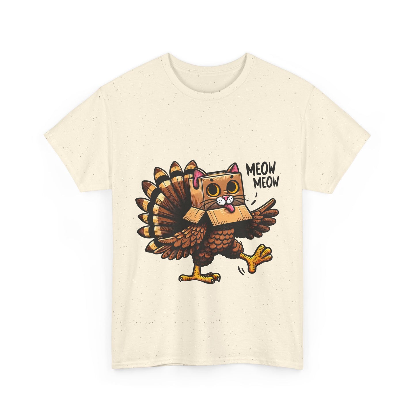 Funny Turkey Cat T-Shirt - Thanksgiving Meow Meow Cat Lover Tee