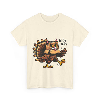 Funny Turkey Cat T-Shirt - Thanksgiving Meow Meow Cat Lover Tee