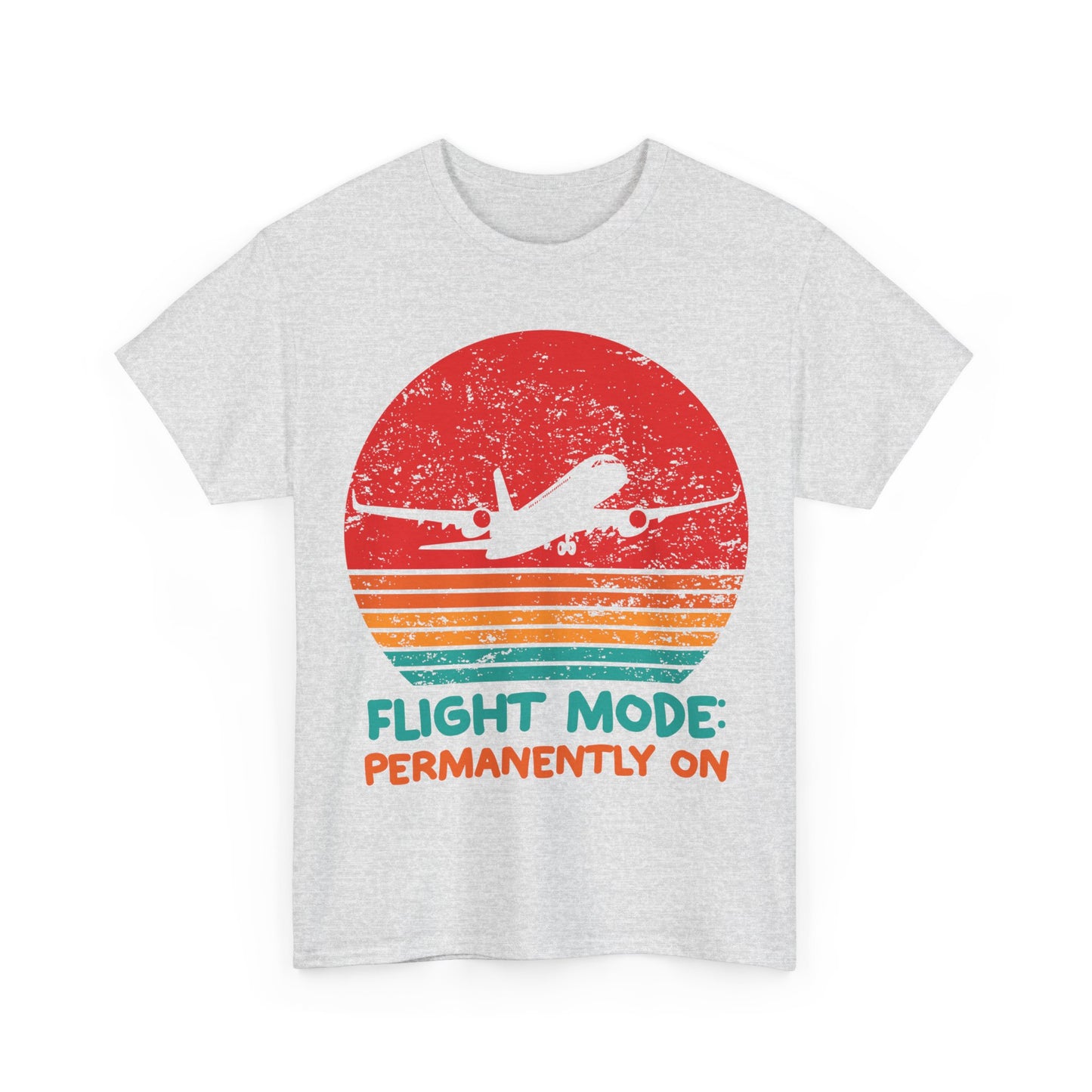 Flight Mode Permanently On T-Shirt - Funny Jet Lag Retro Sunset Tee