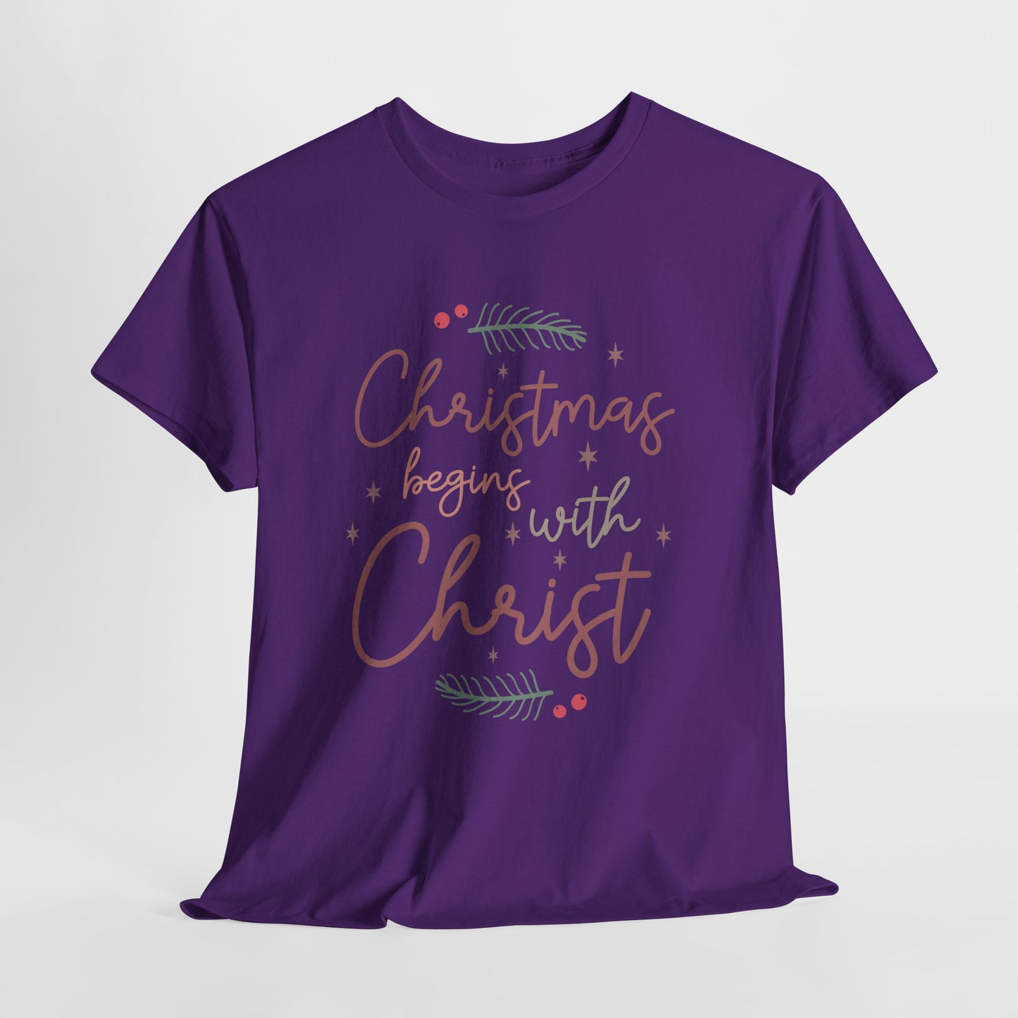 Christmas Begins with Christ Shirt - Hand-Lettered Nativity Faith Gift