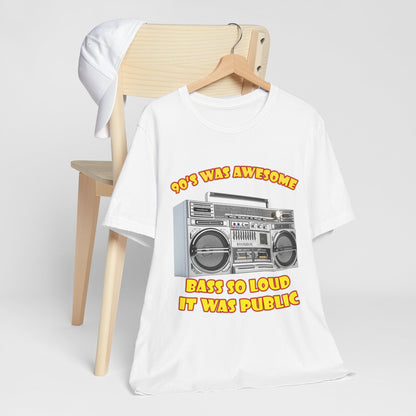 Bass So Loud It Was Public T-Shirt - Retro Boombox 90s Tee