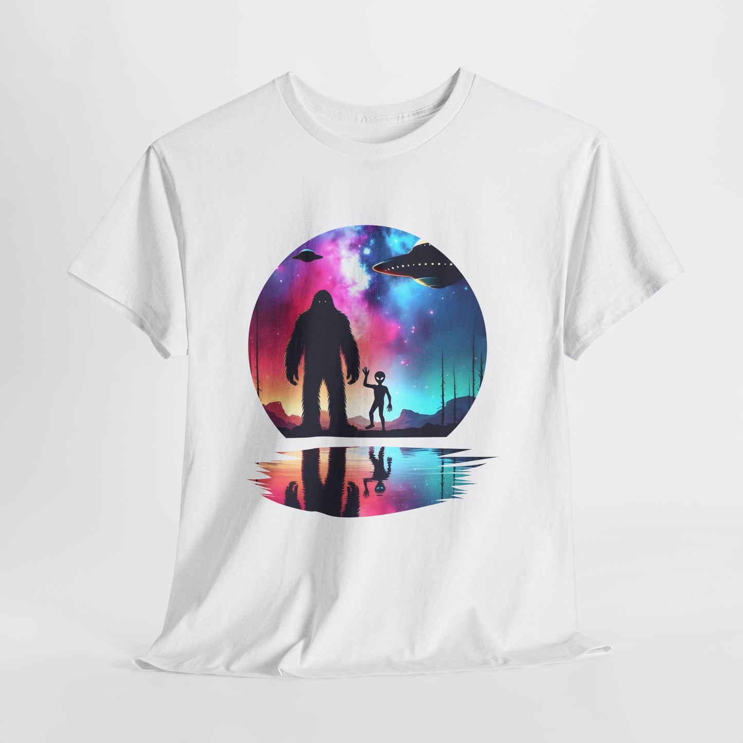 Koszulka z motywem przyjaźni Wielkiej Stopy i Obcych – Retro Vaporwave Galaxy UFO