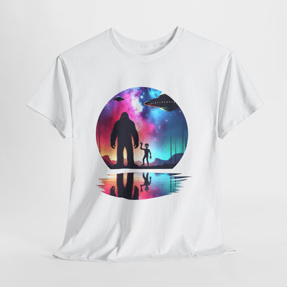 Koszulka z motywem przyjaźni Wielkiej Stopy i Obcych – Retro Vaporwave Galaxy UFO