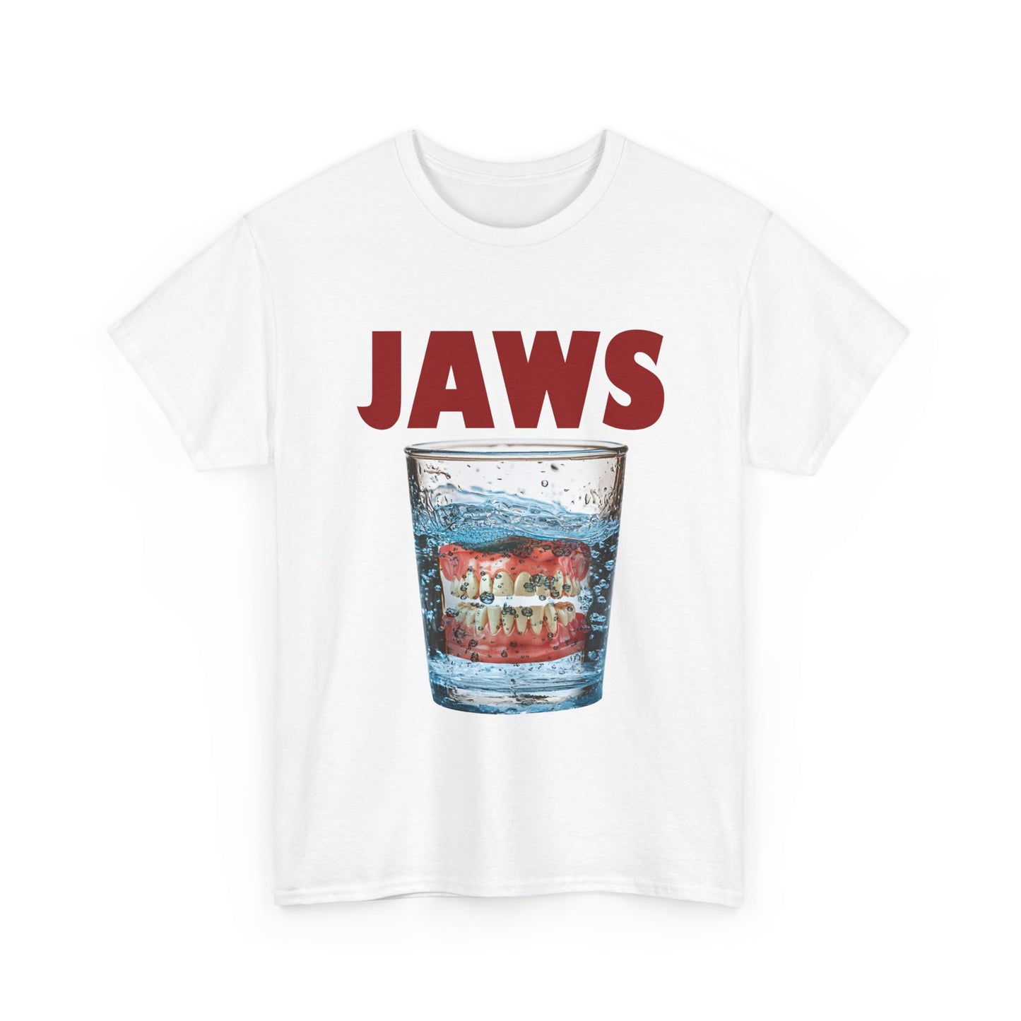 JAWS Parody - Funny Denture in Water Glass T-Shirt for Movie & Humor Fans
