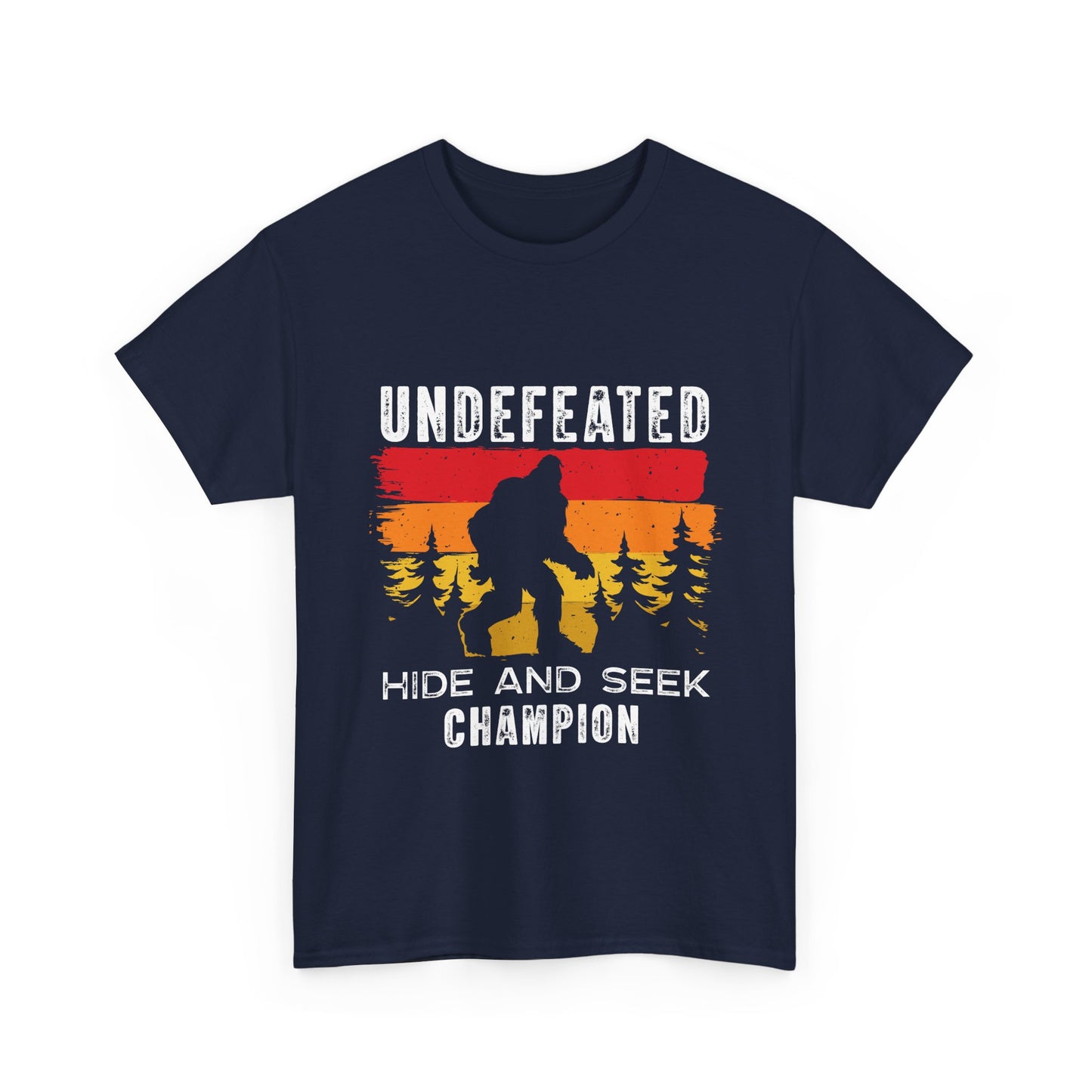 Undefeated Hide and Seek Champion Bigfoot T-Shirt - Retro Sunset Tee
