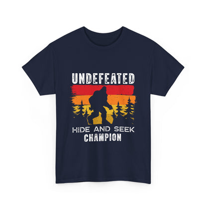 Undefeated Hide and Seek Champion Bigfoot T-Shirt - Retro Sunset Tee