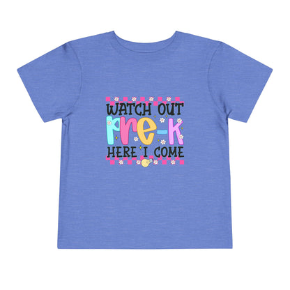 Watch Out Pre-K Shirt - Cute Toddler Back to School Tee, Preschool Here I Come Shirt for Kids, Colorful First Day of Pre-K Outfit