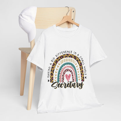 Secretary Rainbow Shirt - Cute Leopard Print Office Tee for Secretaries, Glam Animal Print Heart Gift, Boho Office Assistant T-Shirt