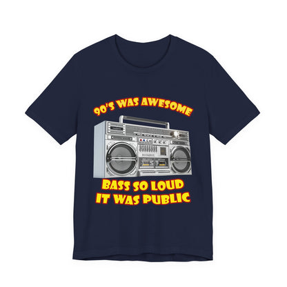 Bass So Loud It Was Public T-Shirt - Retro Boombox 90s Tee