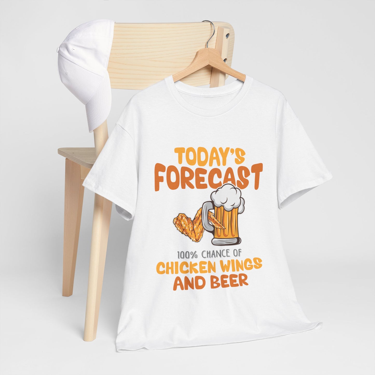 Today's Forecast 100% Chicken Wings & Beer T-Shirt - Funny Tailgate BBQ Tee