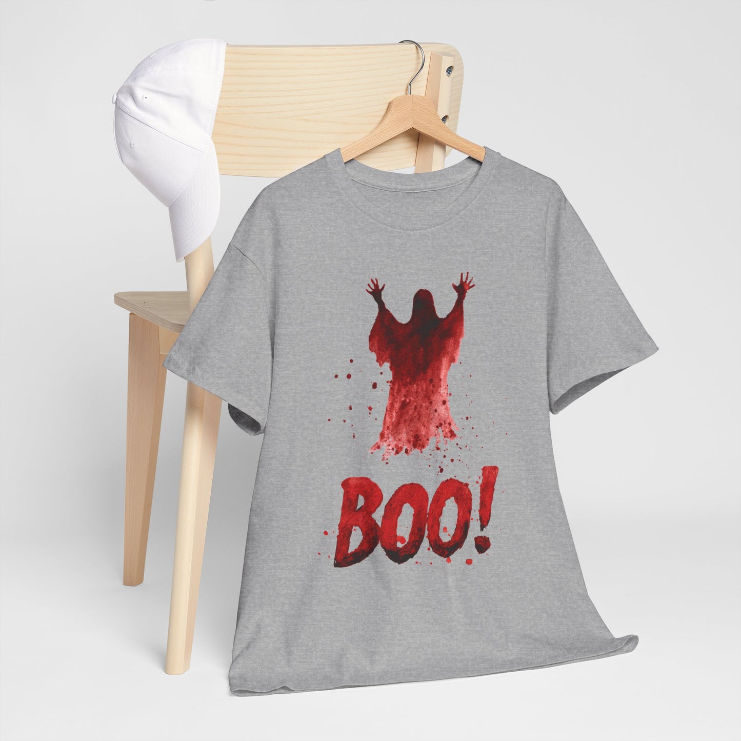 Boo Ghost Halloween T-Shirt - Red Spirit Blood Splatter Horror Tee