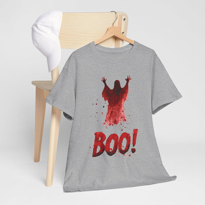 Boo Ghost Halloween T-Shirt - Red Spirit Blood Splatter Horror Tee
