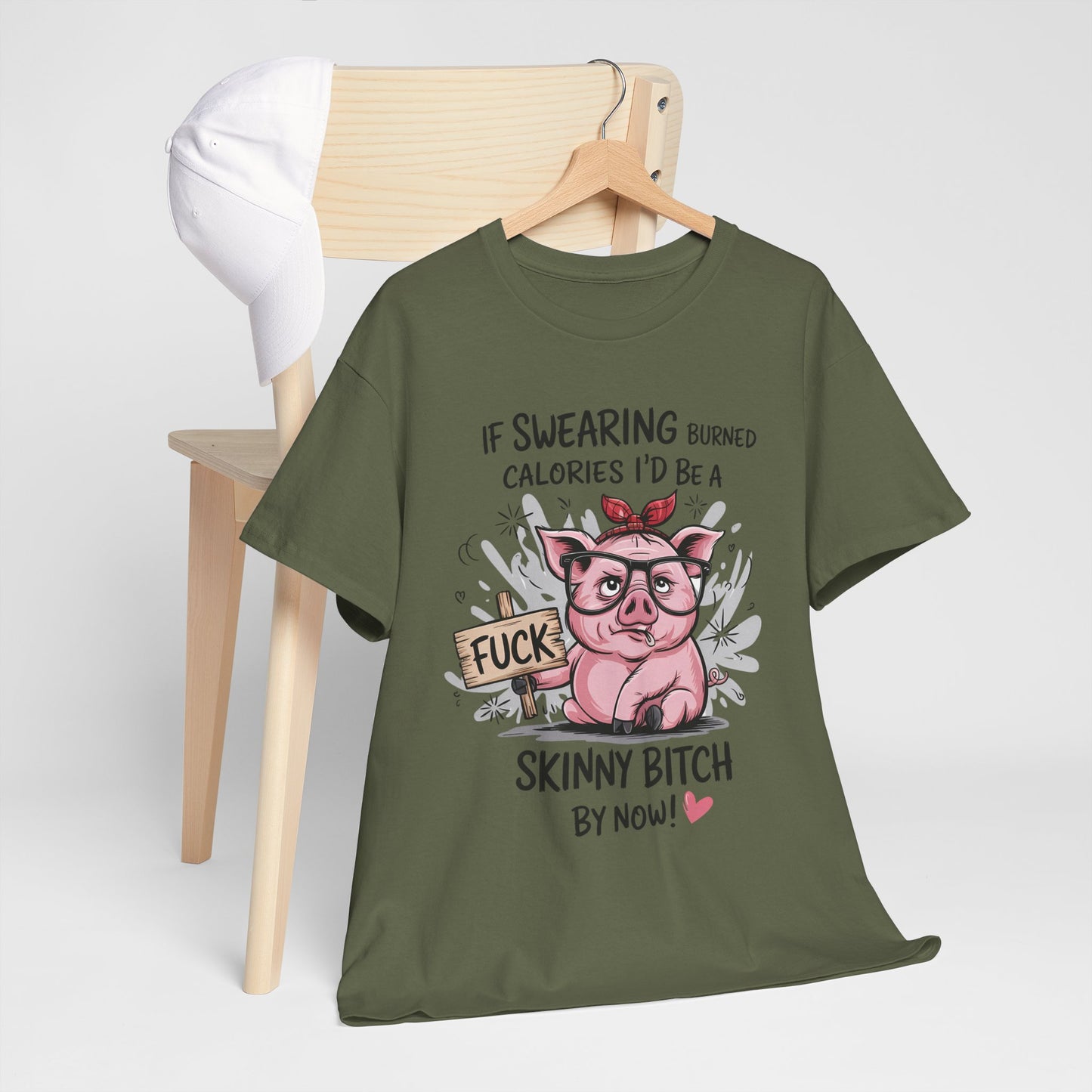 If Swearing Burned Calories Shirt – Funny Pig Graphic Tee