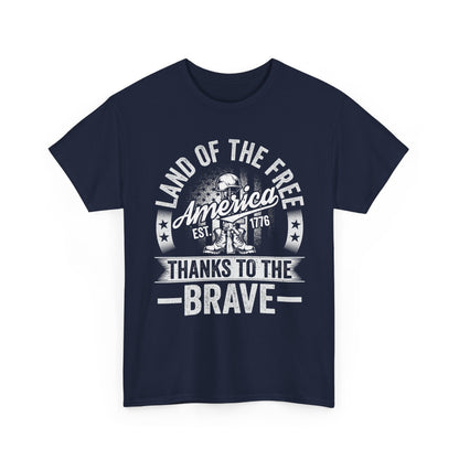 Land of the Free T-Shirt - Battlefield Cross & Flag Memorial Tee