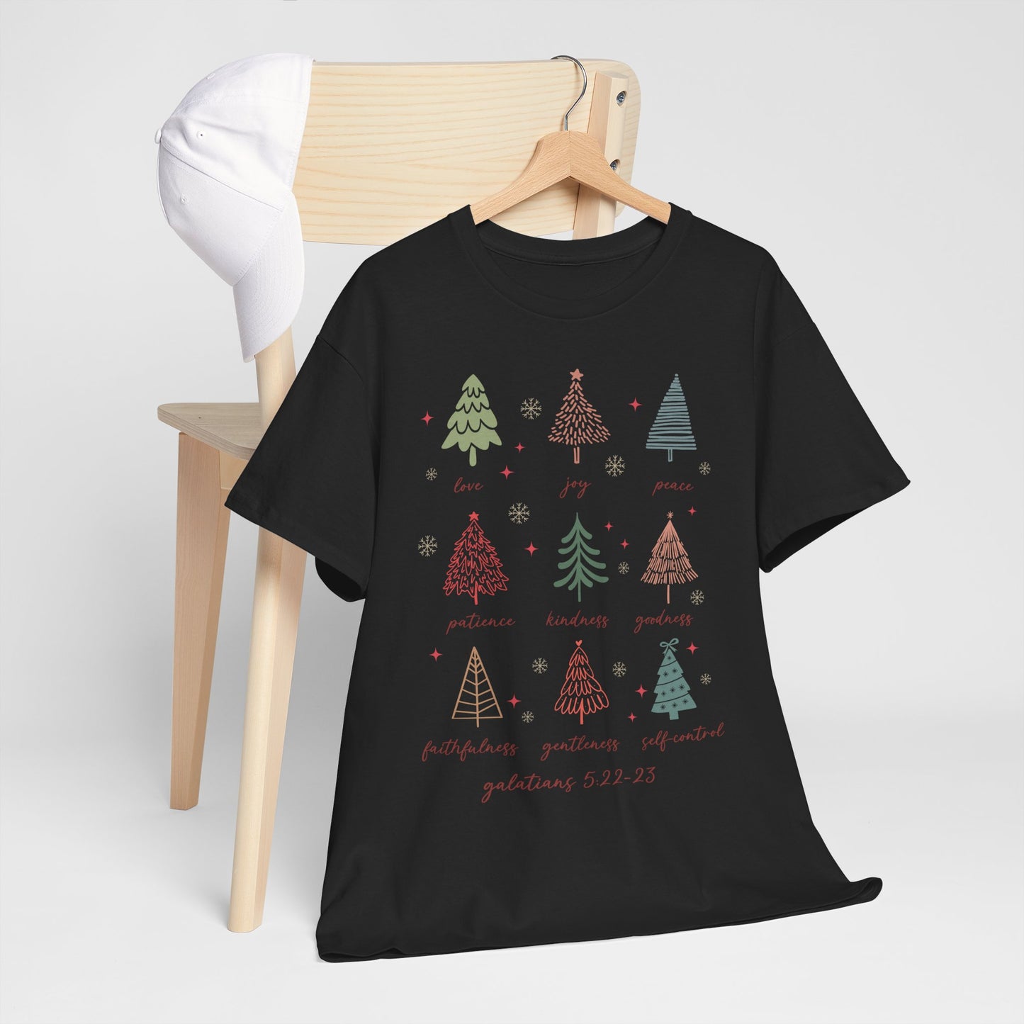 Fruits of the Spirit Christmas T-Shirt - Galatians 5:22-23 Faith Tee