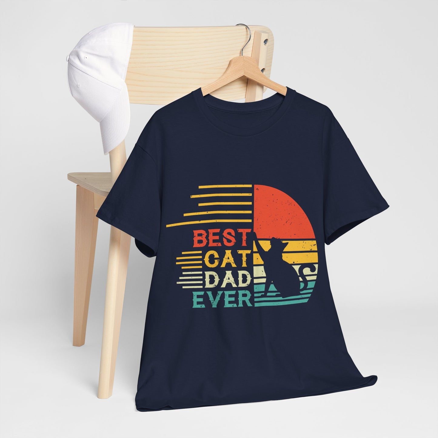 Best Cat Dad Ever Shirt - Retro Funny Cat Dad Tee for Men
