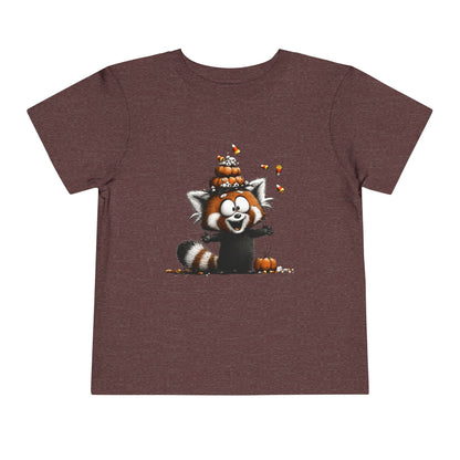 Red Panda Kids Halloween T-Shirt - Candy Corn & Pumpkins Toddler Tee