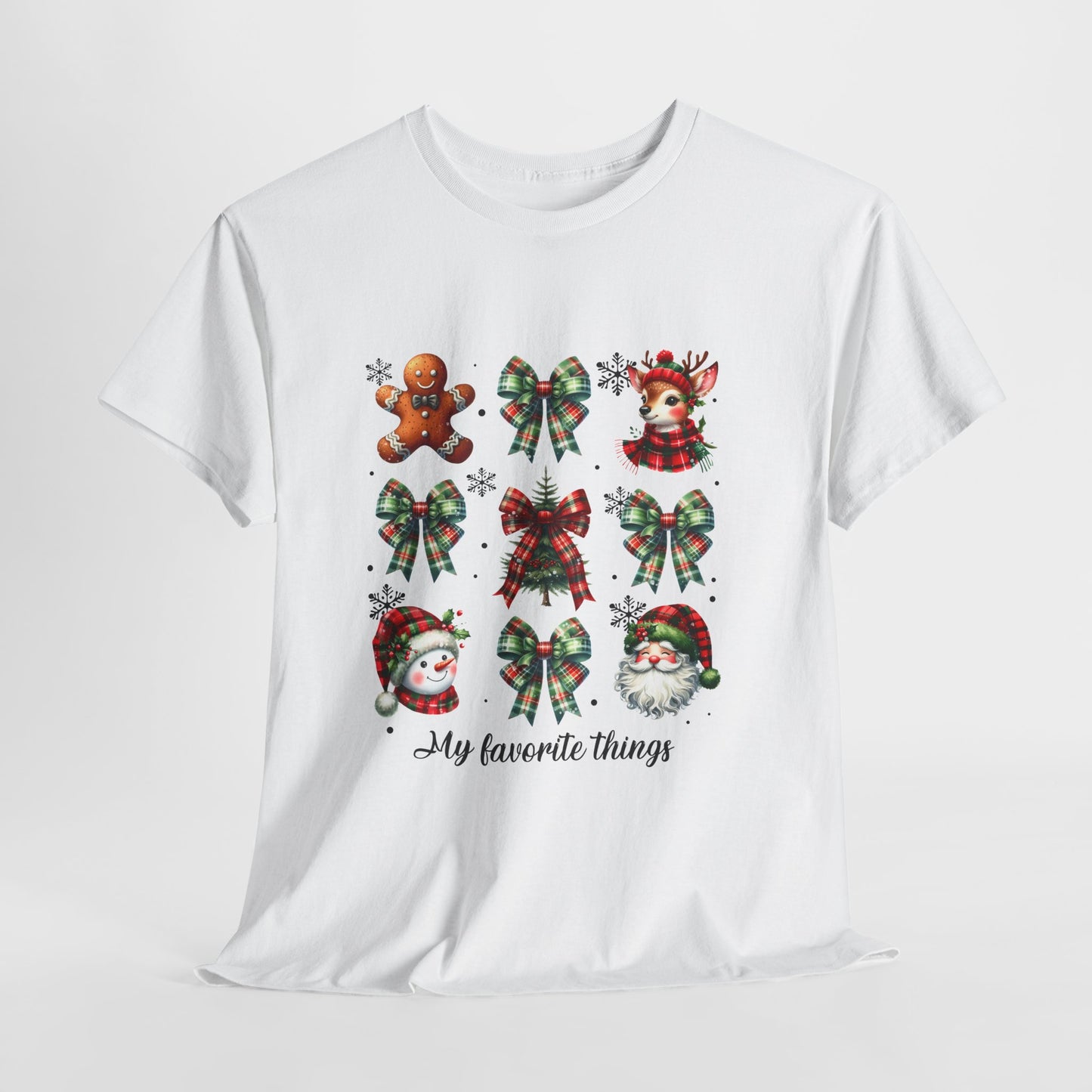 My Favorite Christmas Things Shirt - Plaid Bows Reindeer Gingerbread Tee
