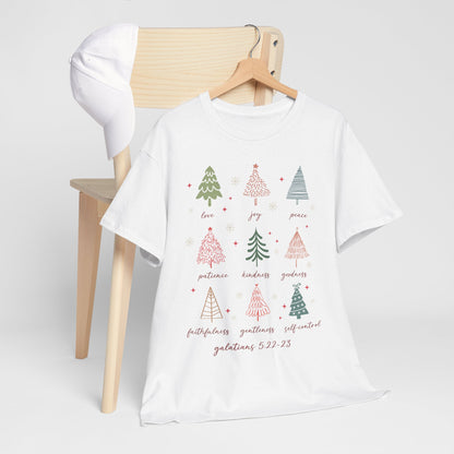 Fruits of the Spirit Christmas T-Shirt - Galatians 5:22-23 Faith Tee