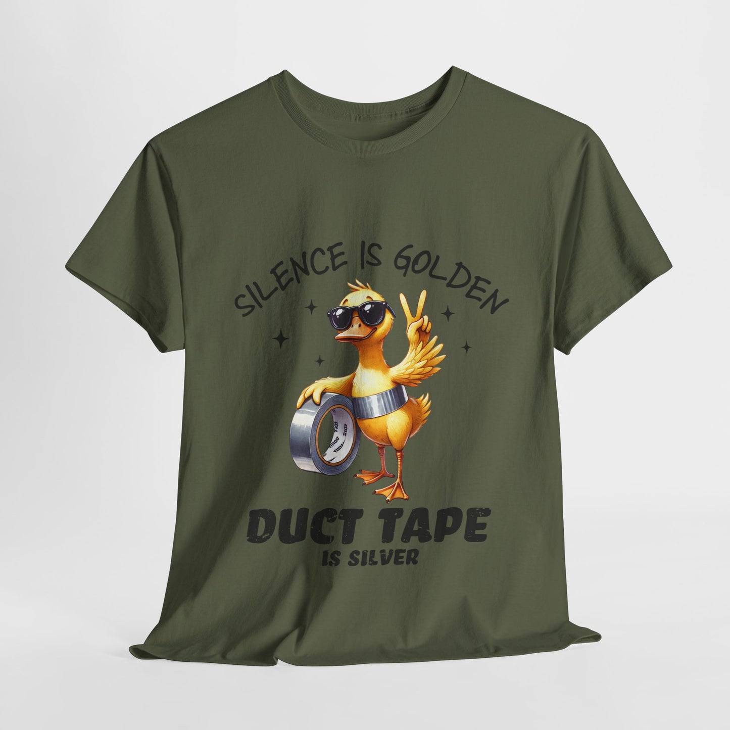 Silence Is Golden Duct Tape T-Shirt - Funny Duck Tee