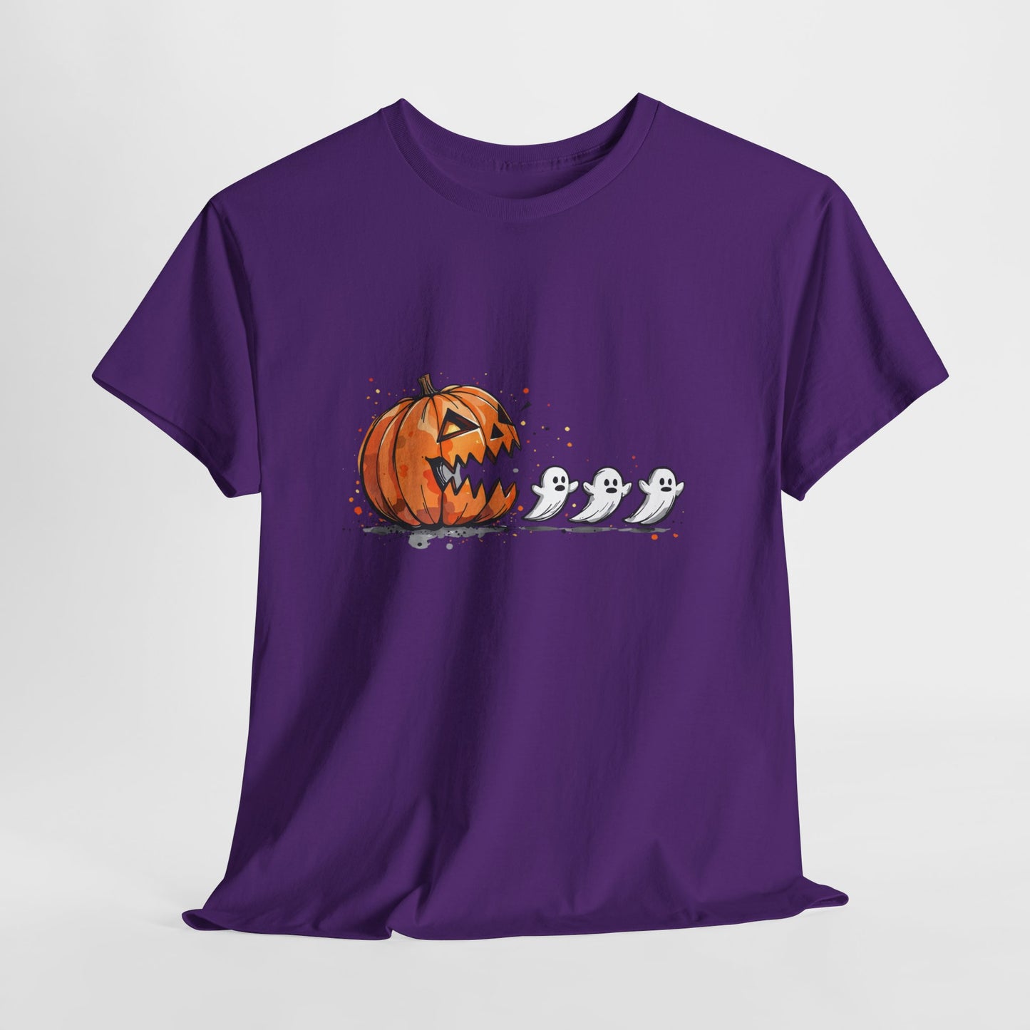 Pumpkin vs Ghosts Halloween T-Shirt - Jack-O-Lantern Chasing Ghosts