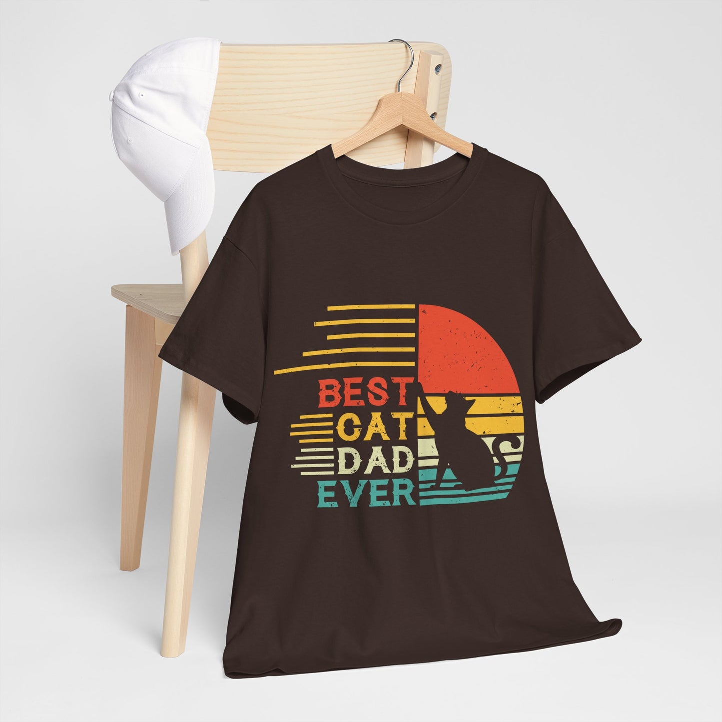 Best Cat Dad Ever Shirt - Retro Funny Cat Dad Tee for Men