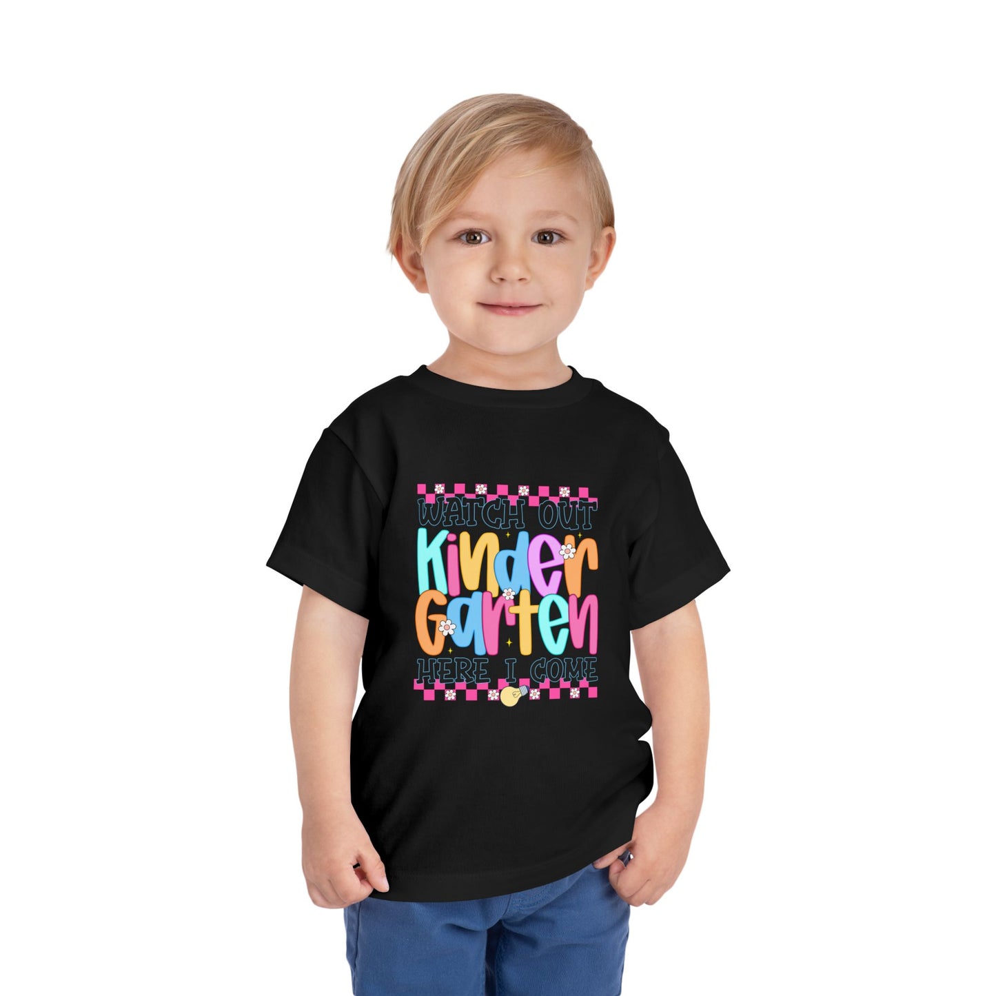 Watch Out Kindergarten Shirt - Fun Toddler Back to School Tee, Colorful First Day of Kindergarten Outfit, Here I Come Shirt for Kids