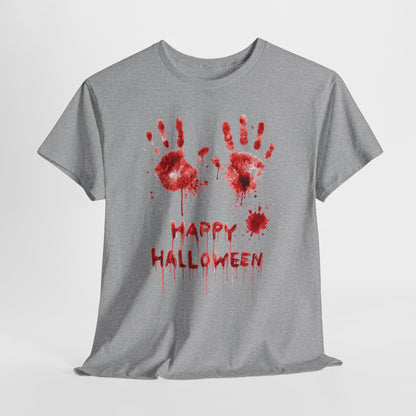 Happy Halloween Blood Handprints T-Shirt - Dripping Horror Tee