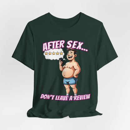 After Sex Don't Leave a Review Shirt - Funny 5 Star Guy Cartoon Tee - Sarcastic Dating Humor T-Shirt for Men