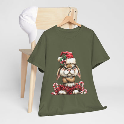 Grumpy Christmas Bunny T-Shirt - Santa Hat Rabbit in Red Tutu Tee
