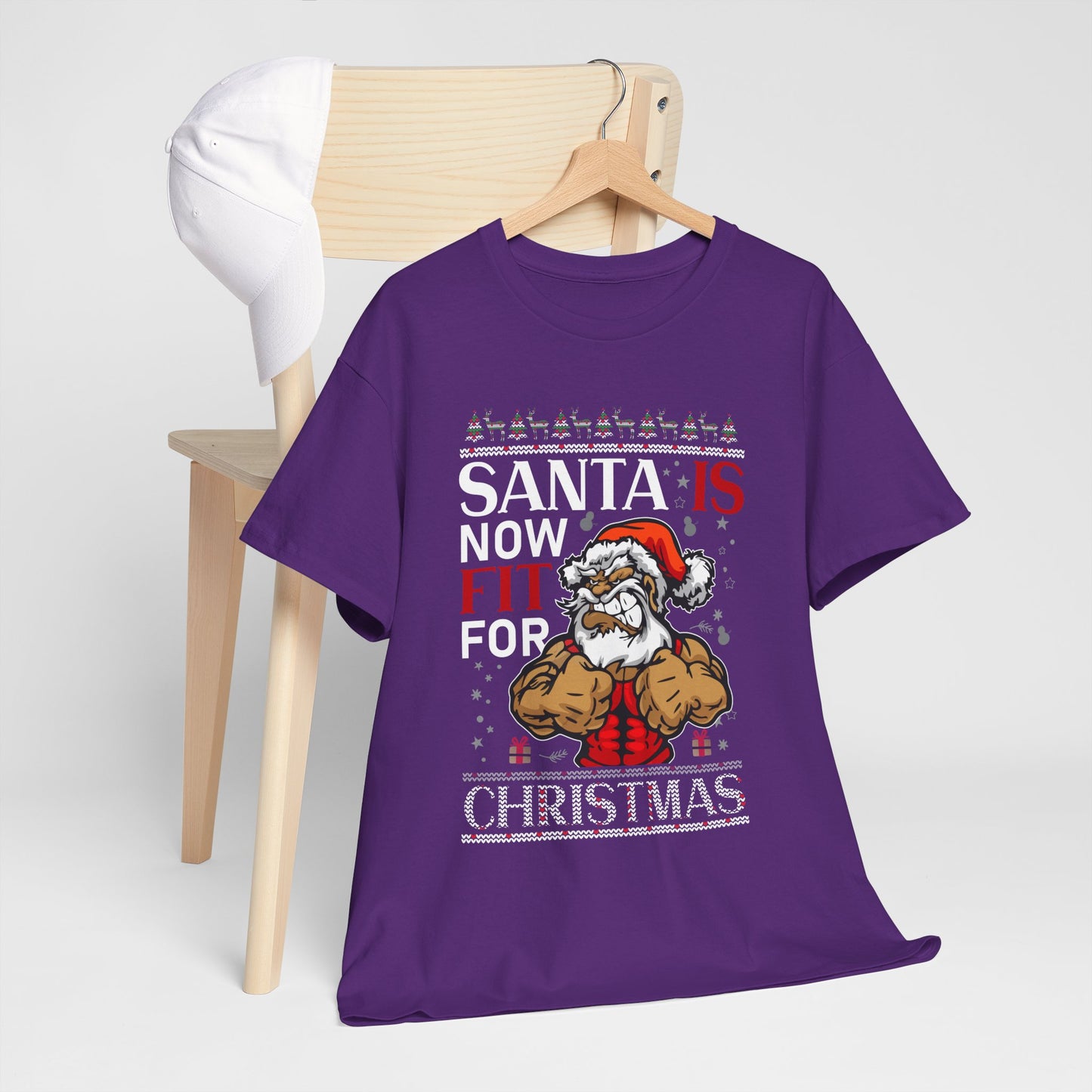 Santa Is Now Fit for Christmas Shirt – Funny Muscle Santa Gym Holiday Tee