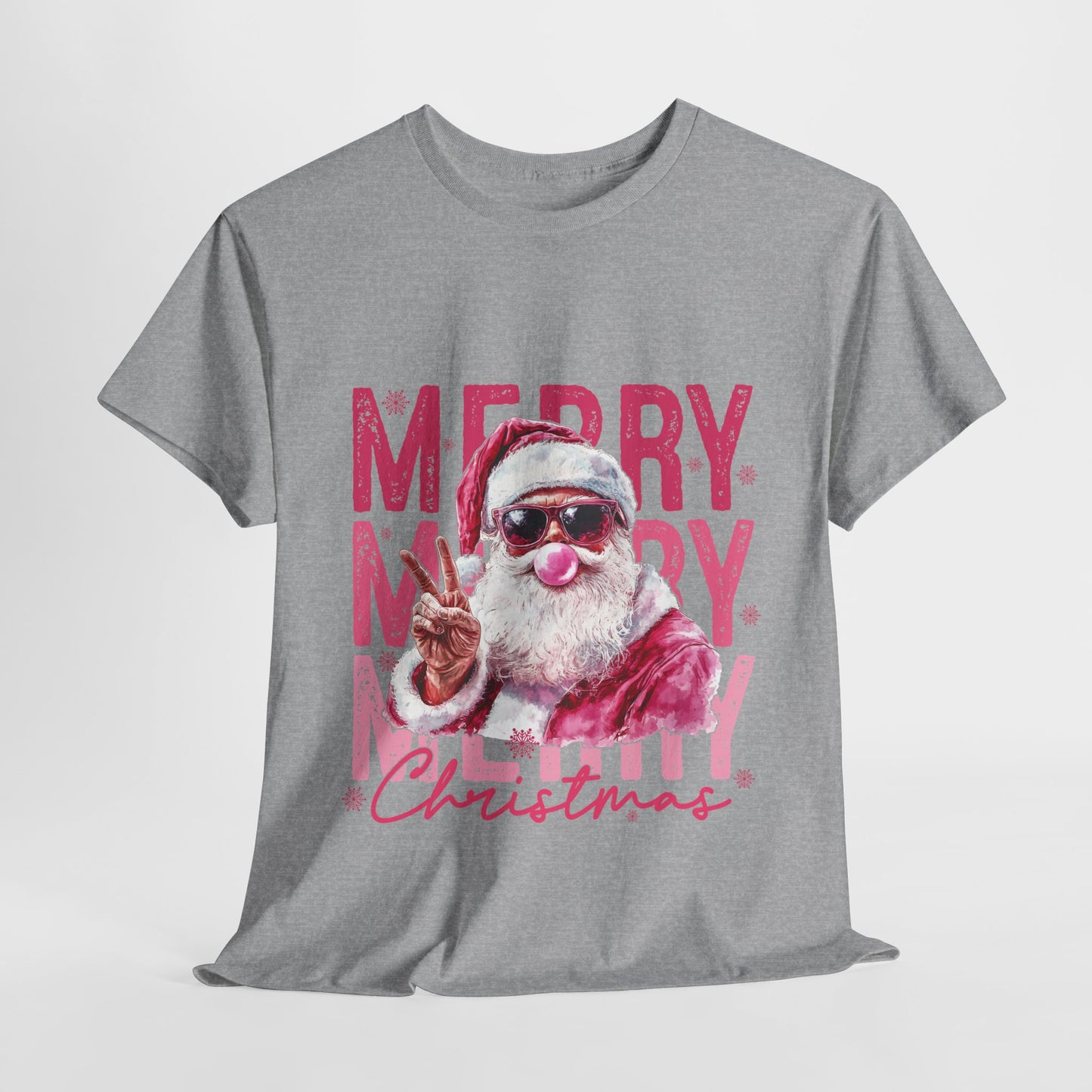 Cool Santa Bubblegum T-Shirt - Pink Merry Christmas Tee