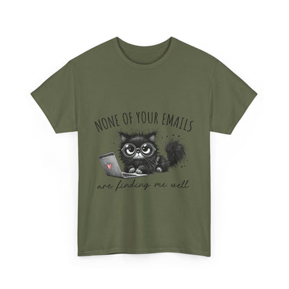 Work From Home Grumpy Cat T-Shirt - None of Your Emails Tee