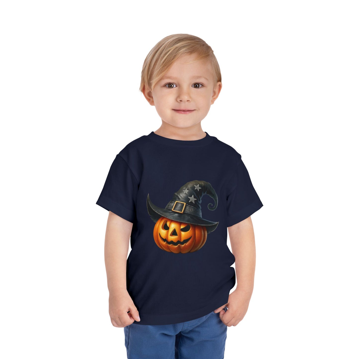 Witch Hat Pumpkin Kids T-Shirt - Smiling Jack O' Lantern Toddler Tee