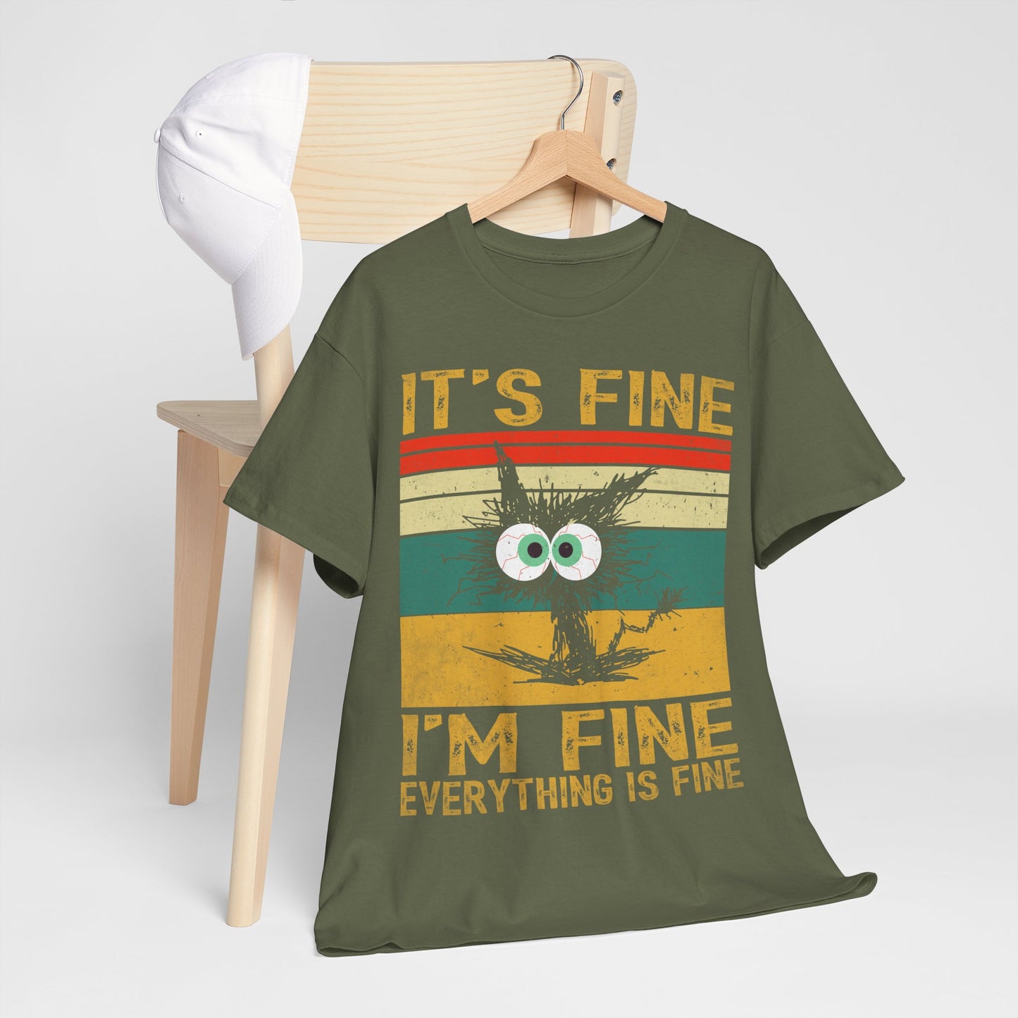 It’s Fine I’m Fine Shirt - Funny Stressed Cat Retro Tee