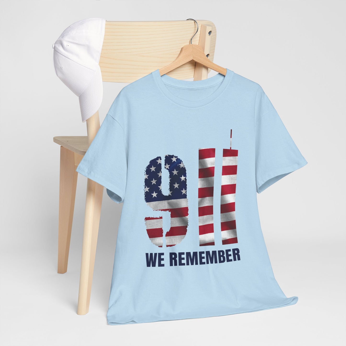 9/11 We Remember T-Shirt - American Flag Twin Towers Memorial Tee