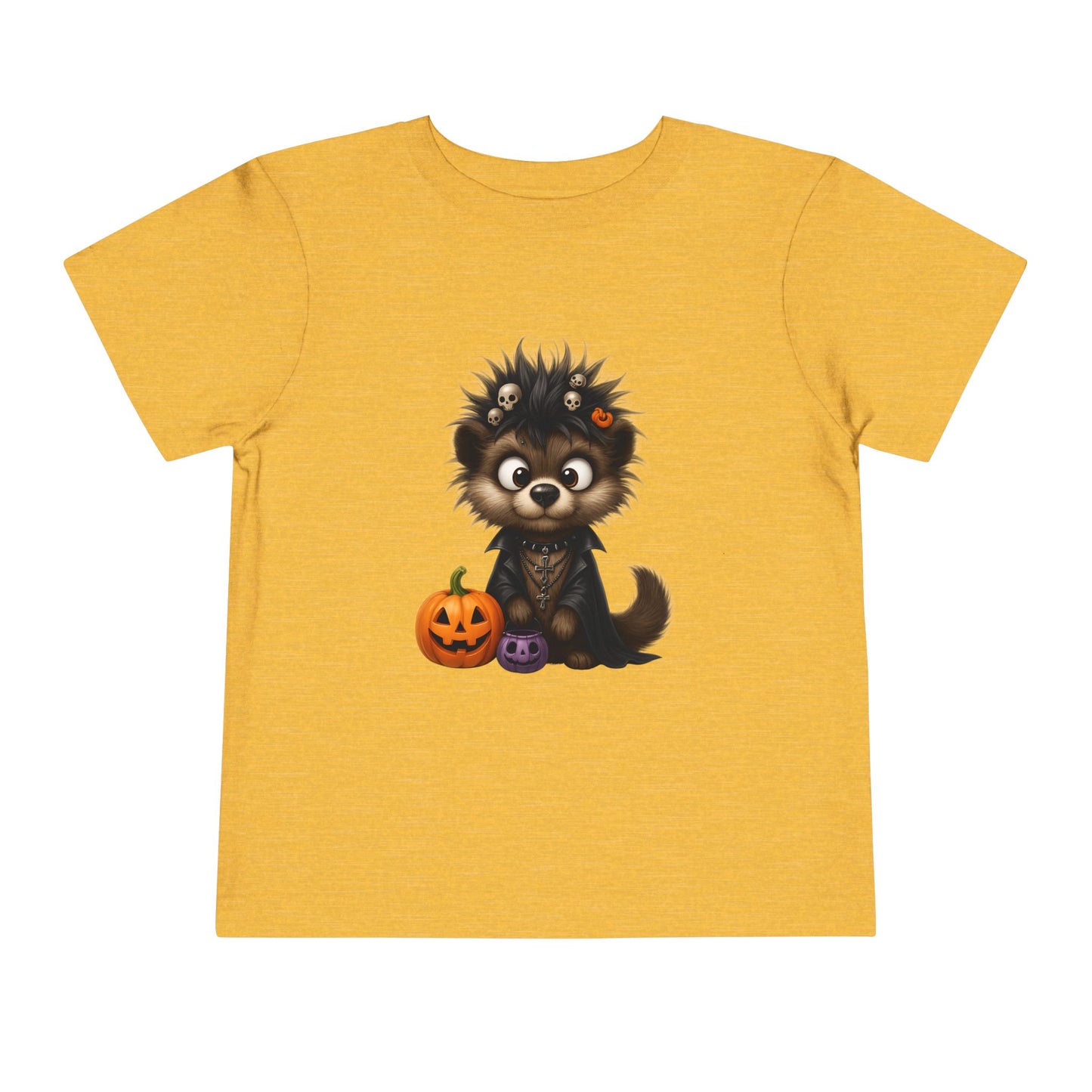 Goth Pup Kids Halloween T-Shirt - Puppy & Jack O' Lantern Toddler Tee