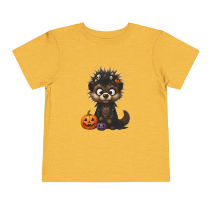 Goth Pup Kids Halloween T-Shirt - Puppy & Jack O' Lantern Toddler Tee