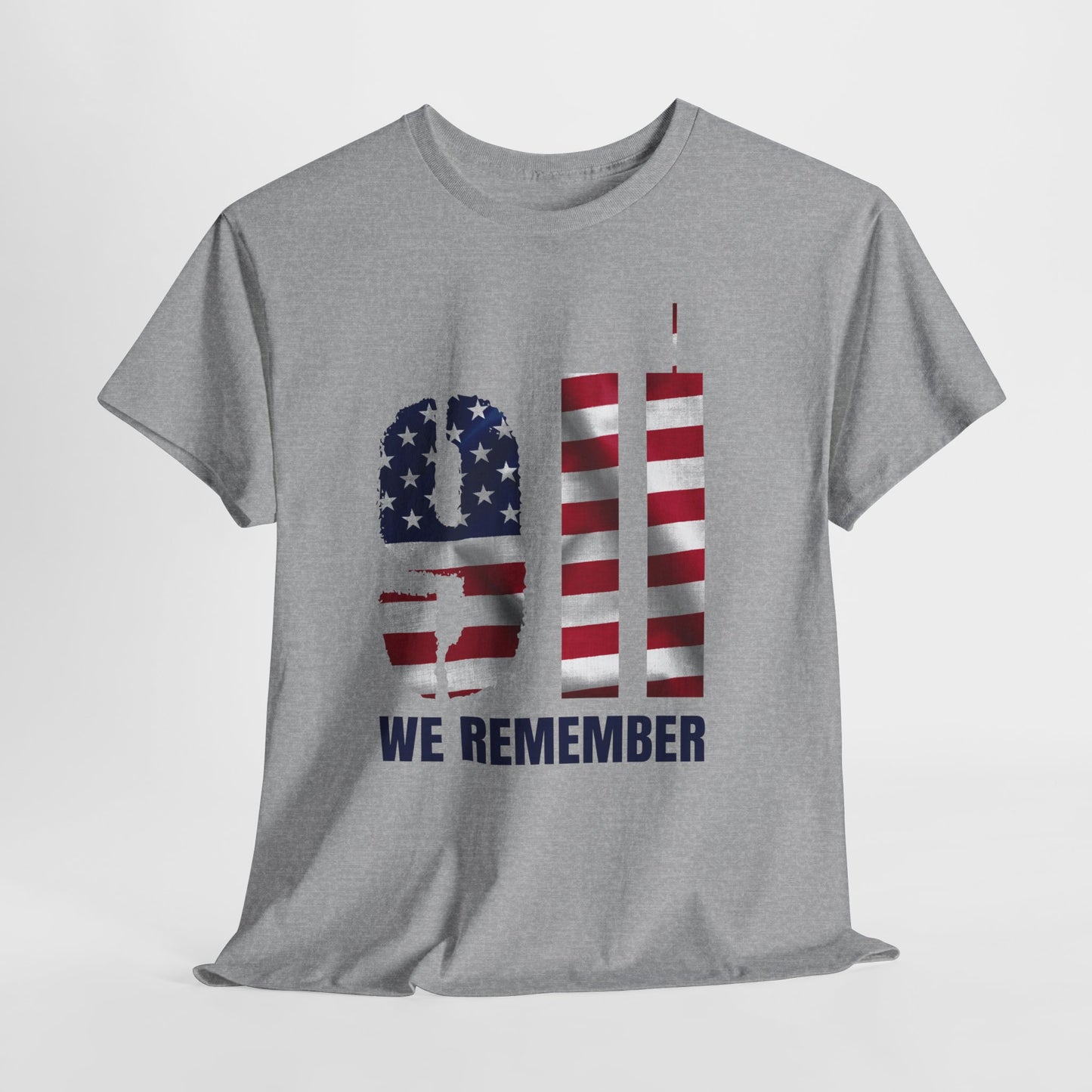 9/11 We Remember T-Shirt - American Flag Twin Towers Memorial Tee