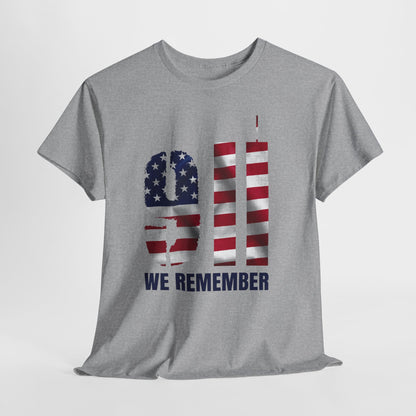9/11 We Remember T-Shirt - American Flag Twin Towers Memorial Tee